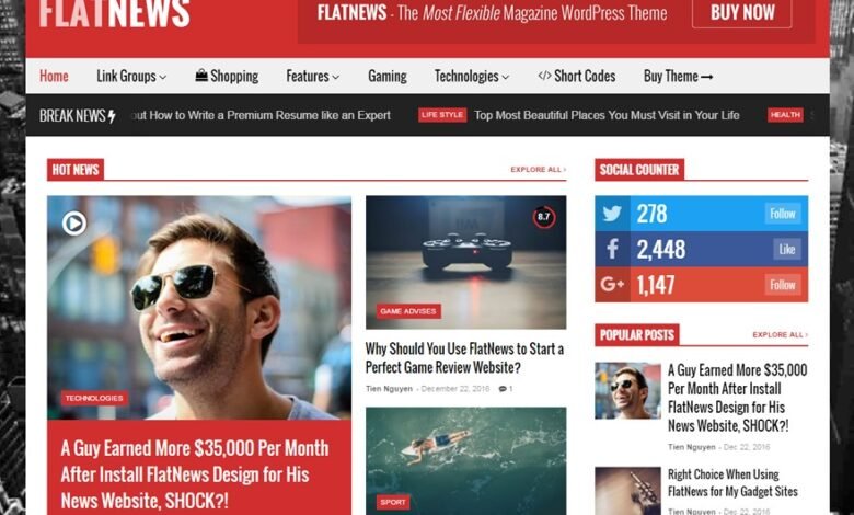 FlatNews WordPress Theme Free Download