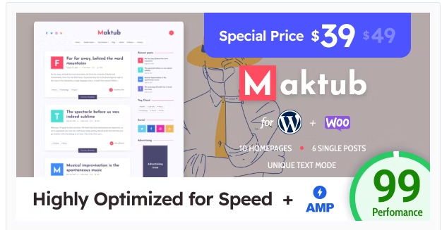Maktub - Minimal & Lightweight Blog for WordPress